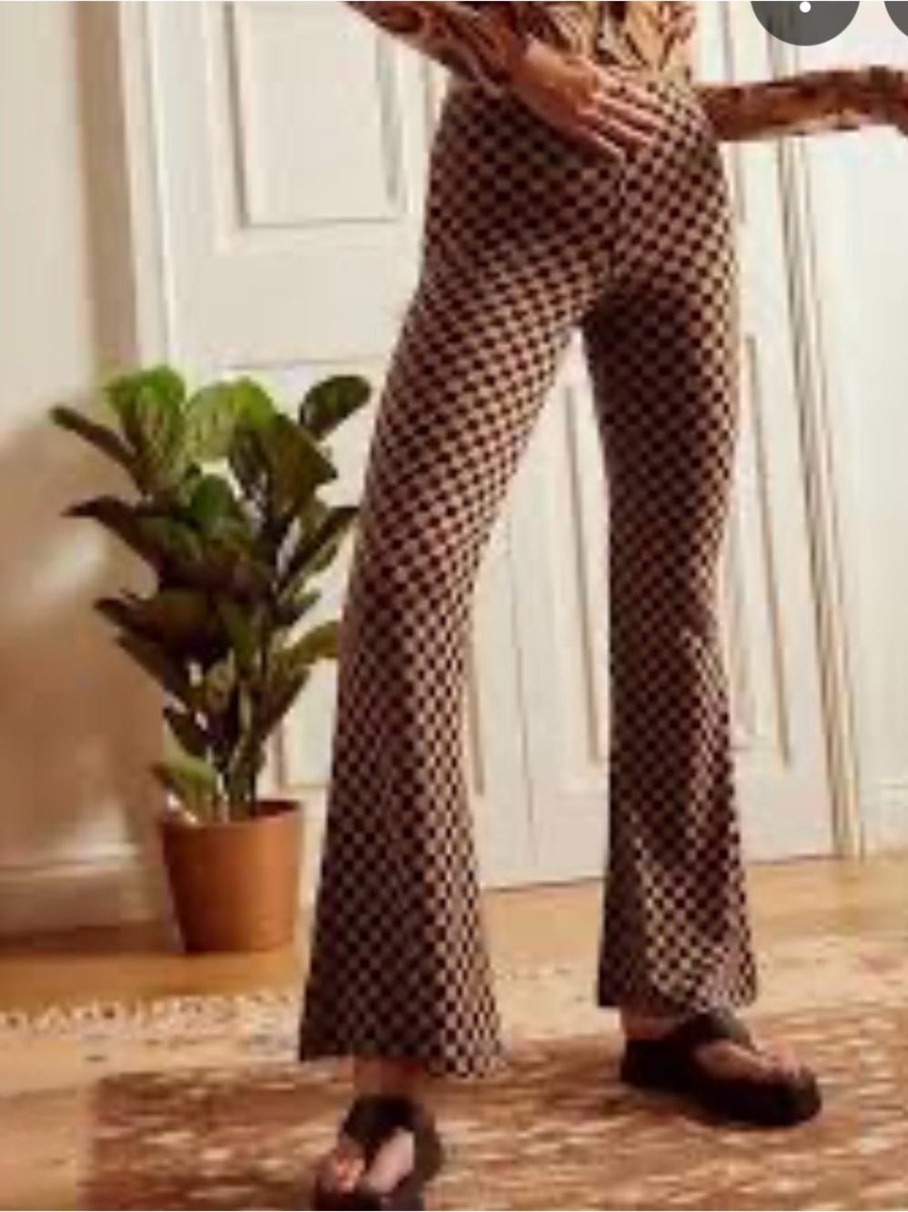 Urban Outfitters checkered knit flare pants size small
